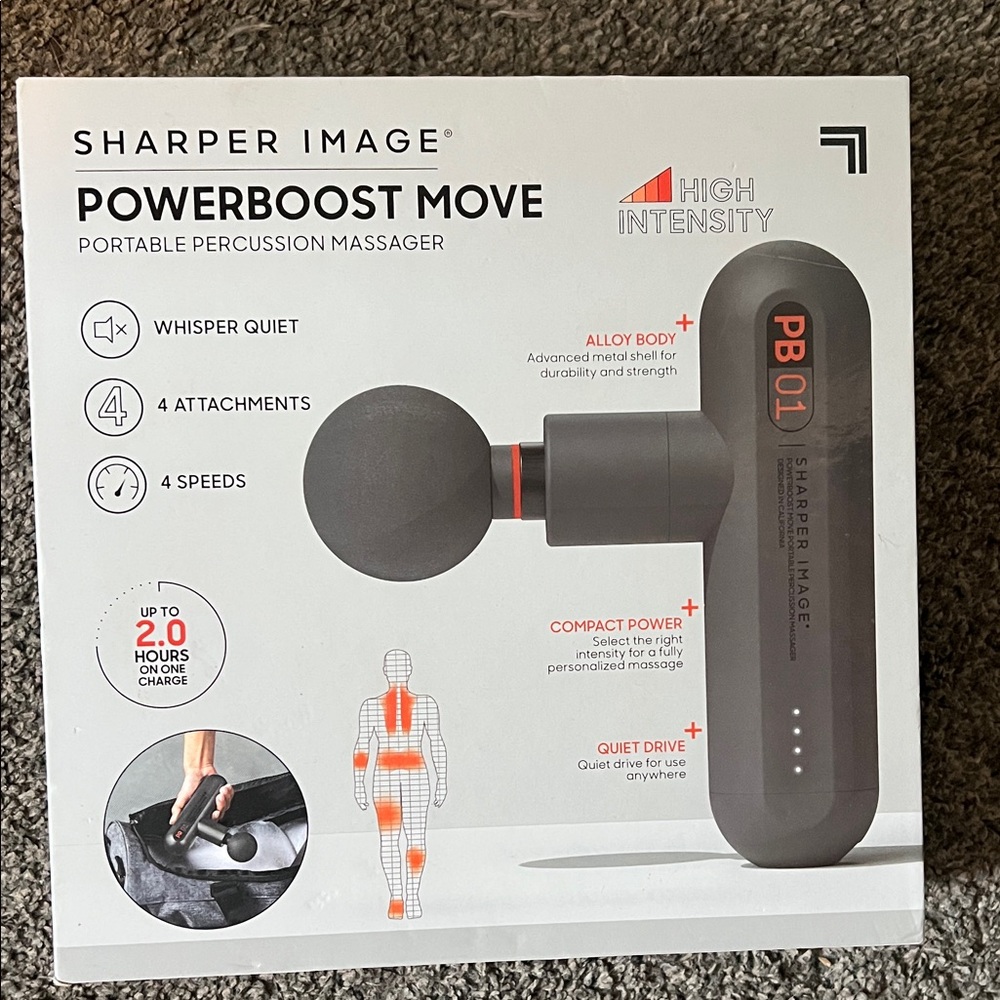 Sharper Image Powerboost Move Massager - Black and Red